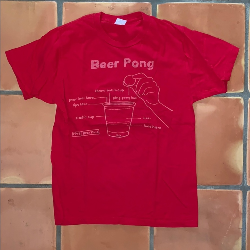 Men’s Red Beer Pong Cotton Short Sleeve Shirt